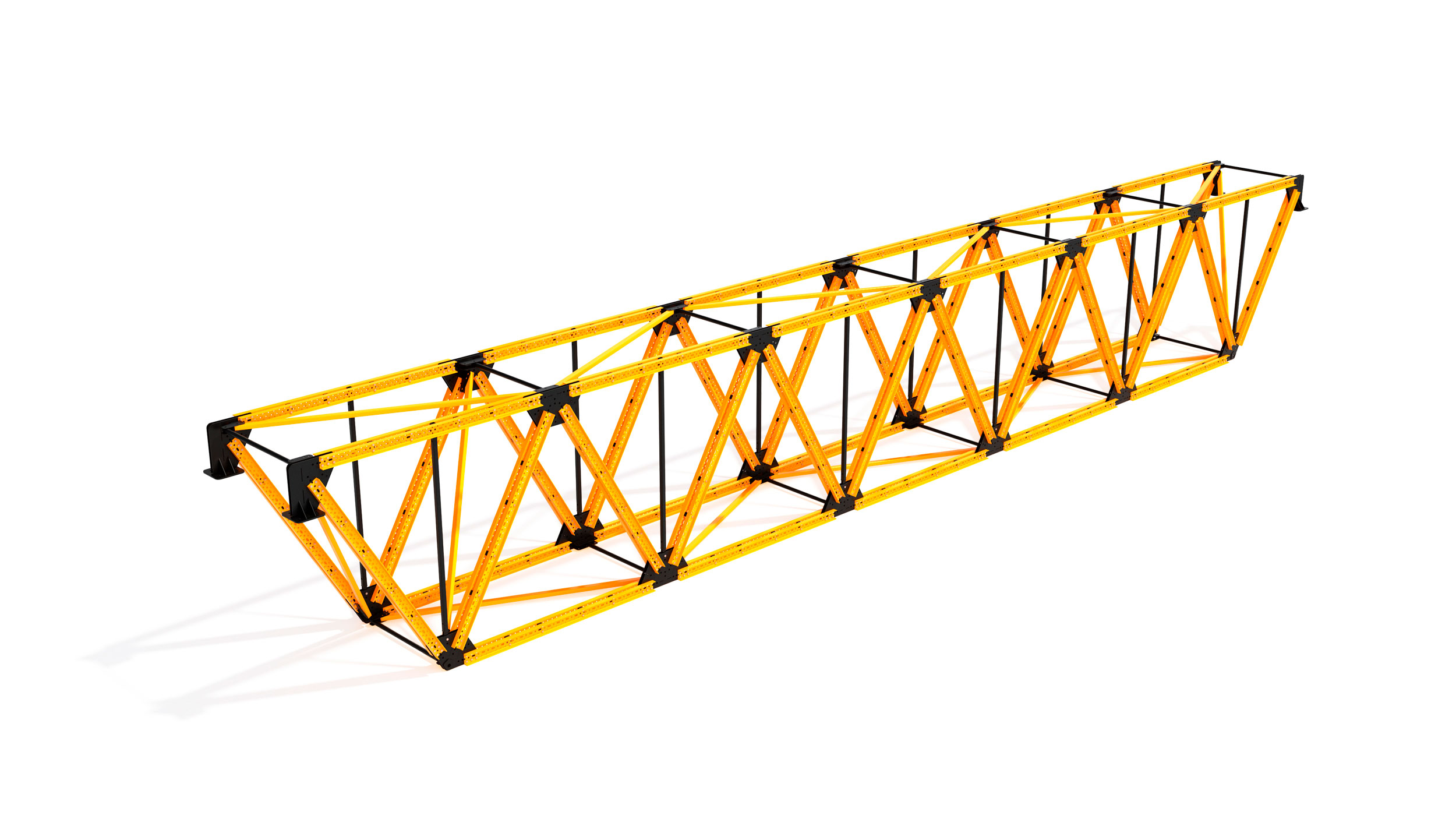 Système de fermes modulables et configurables pour les ouvrages de génie civil et les applications spécifiques en bâtiment. Il se caractérise par sa grande flexibilité, son importante capacité portante et ses multiples applications possibles.