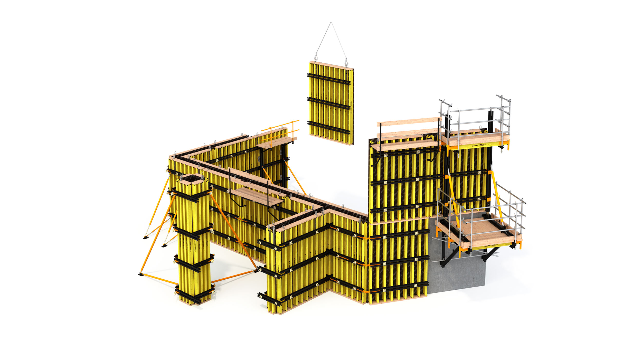 Flexibilité maximale et adaptation aux structures verticales dans le bâtiment et le génie civil. Système de coffrage avec d'excellentes finitions en béton.