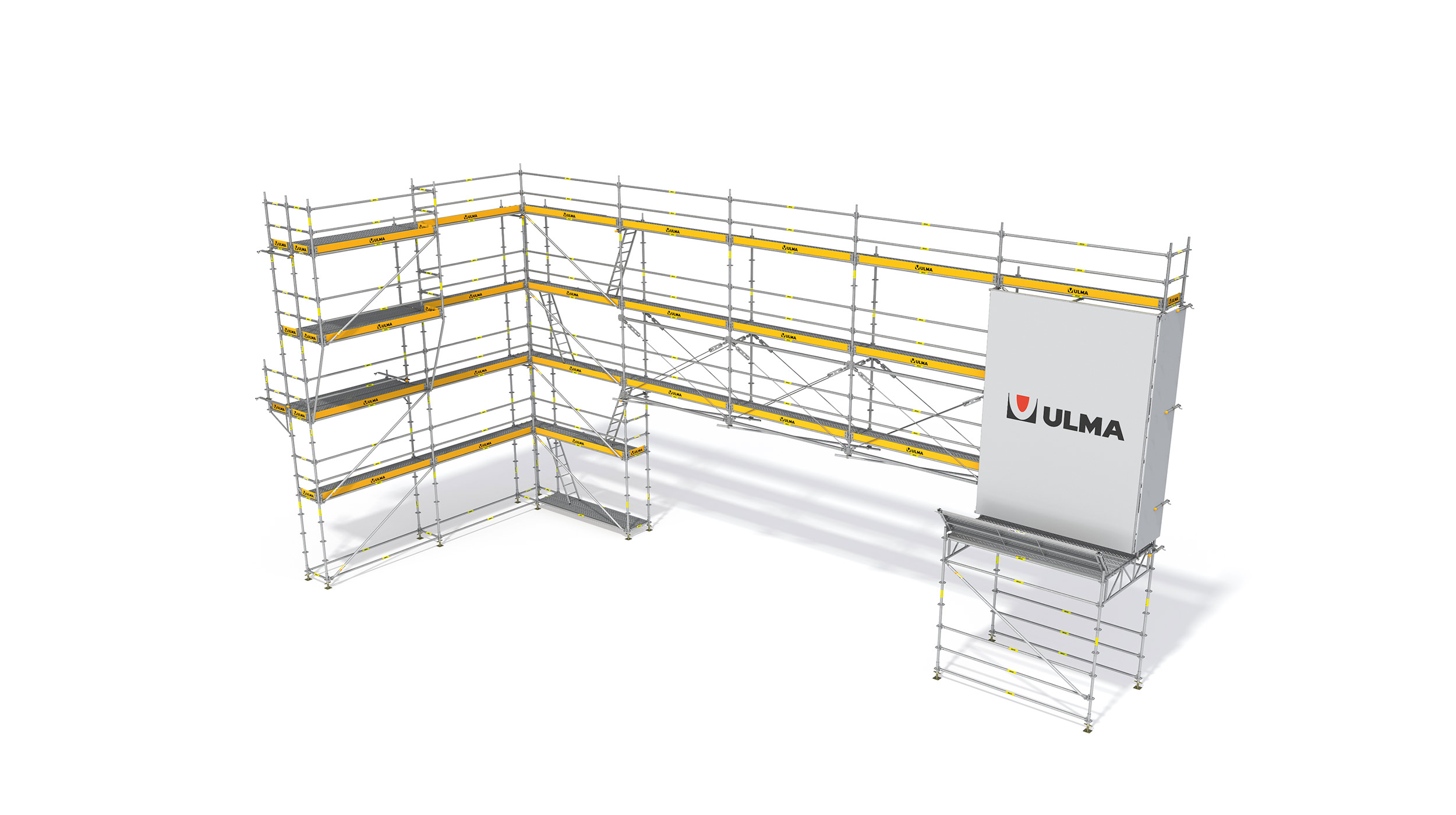 Échafaudage extrêmement polyvalent et modulaire. Il s’adapte de manière optimale à tous les types de géométrie de façade, rapidement et en toute sécurité. Produit certifié.