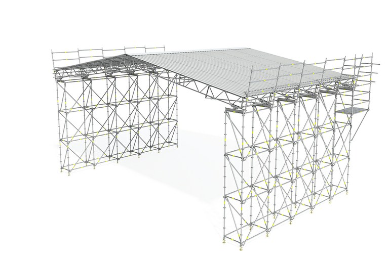 Échafaudage de protection BRIO pour couvertures temporaires.